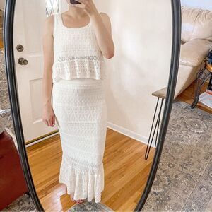House of Harlow 1960 Crochet Lace Maxi Skirt Set S